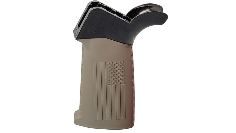 TAC Flag Pattern Over-Molded AR Pistol Grip, Flared Top, Dark Earth Tan, CS04F1-DE