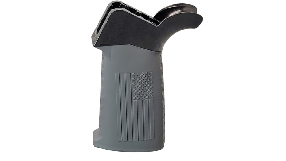 TAC Flag Pattern Over-Molded AR Pistol Grip, Flared Top, Gray, CS04F1-GY