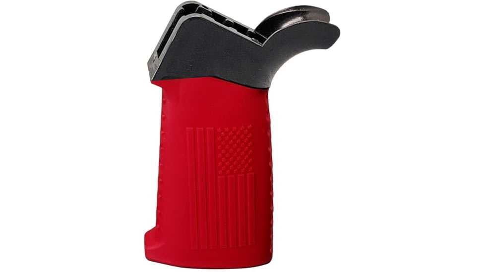 TAC Flag Pattern Over-Molded AR Pistol Grip, Flared Top, Red, CS04F1-RD