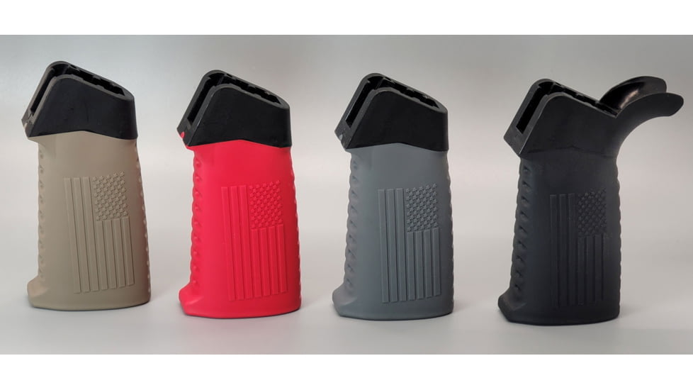 TAC Flag Pattern Over-Molded AR Pistol Grip, Straight Top, Gray, CS03F1-GY