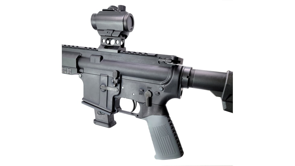 TAC Flag Pattern Over-Molded AR Pistol Grip, Straight Top, Gray, CS03F1-GY