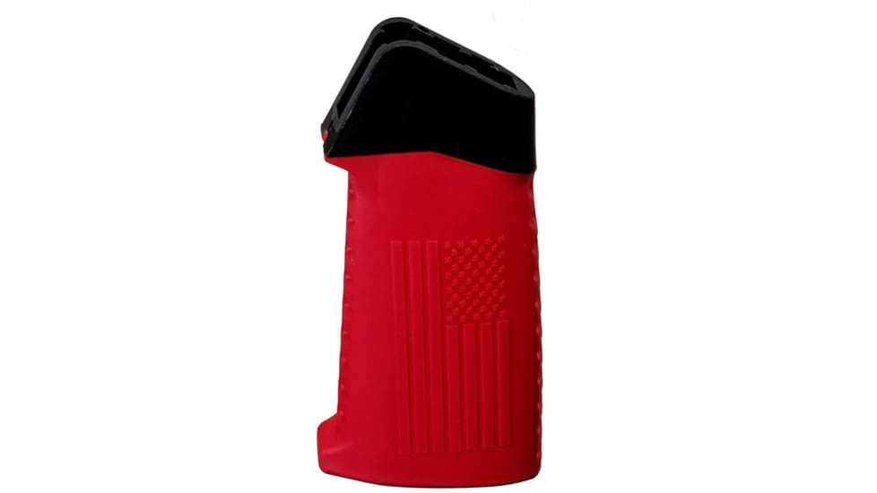 TAC Flag Pattern Over-Molded AR Pistol Grip, Straight Top, Red, CS03F1-RD