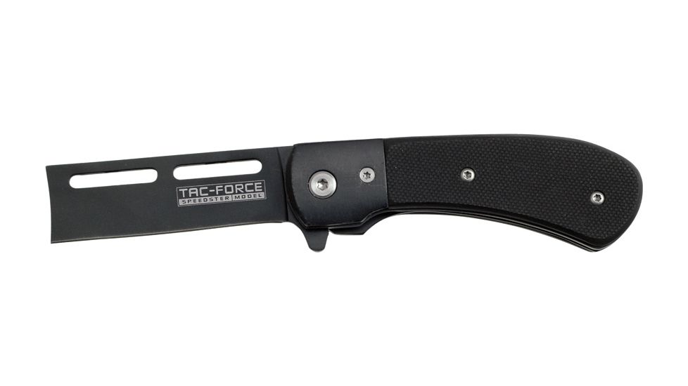 Tac Force 35in. Razor Fold Knife, assisted opening SS razor blade, Black G-10 handle TF728G10