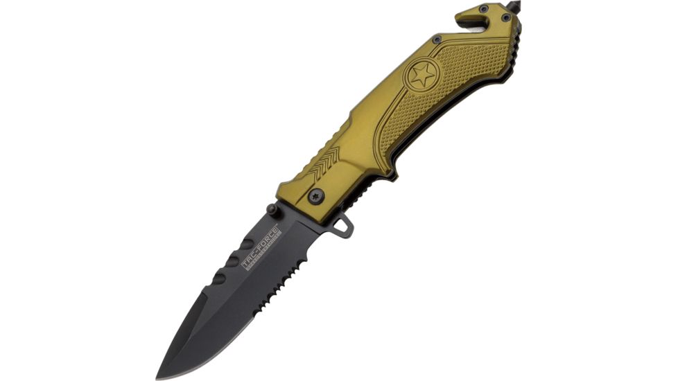 Tac Force 4.5in. Folder Black Blade Knives, Yellow Handle TF781GN