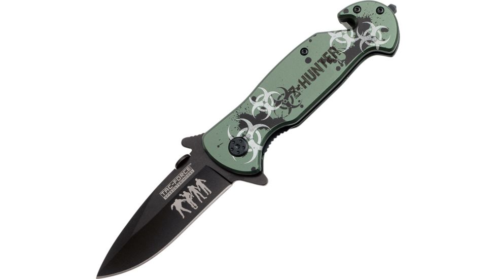 Tac Force 4.5in.Rescue FolderBlack Knives, Green Biohazard Handle TF799GZ