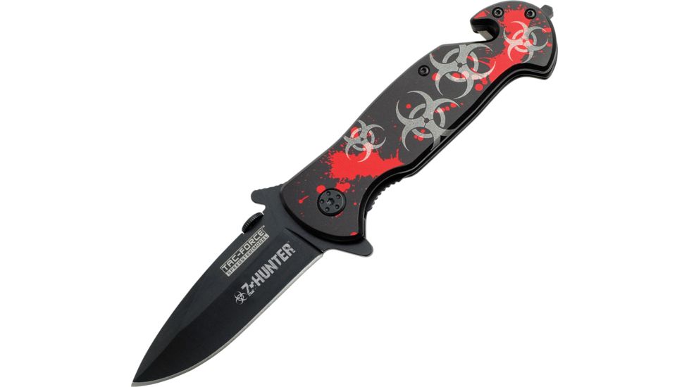 Tac Force 4.5in.Rescue FolderBlack Knives, Red Blotch Handle TF799RS