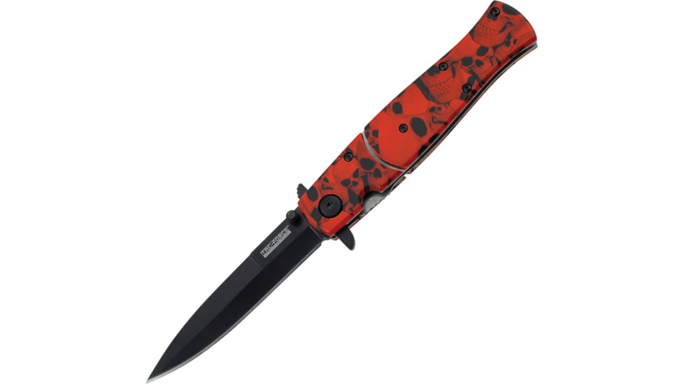 Tac Force 4.75in. Closed Folder Knives, Plain edge Knife, Red Skull Handle TF804RD