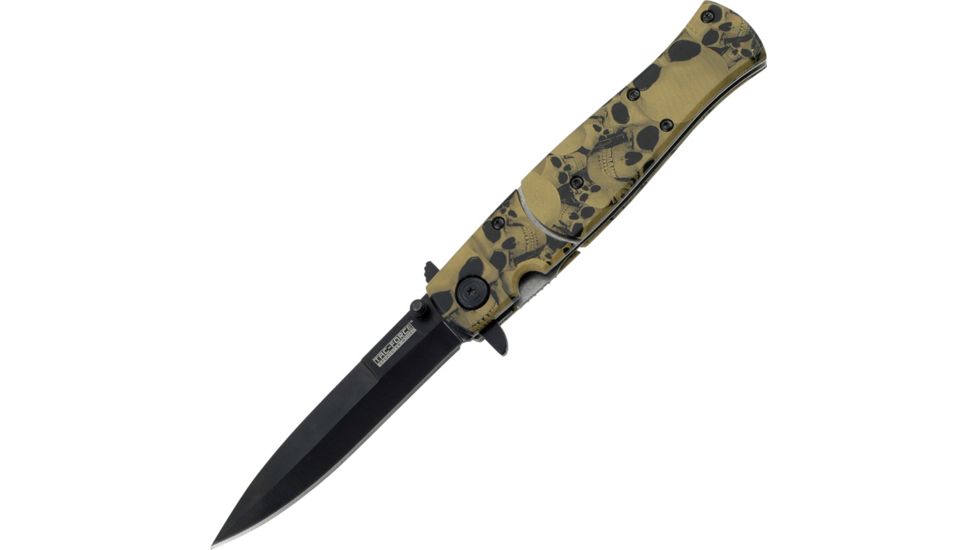 Tac Force 4.75in. Closed Folder Knives, Plain edge Knife, Tan Skull Handle TF804BN