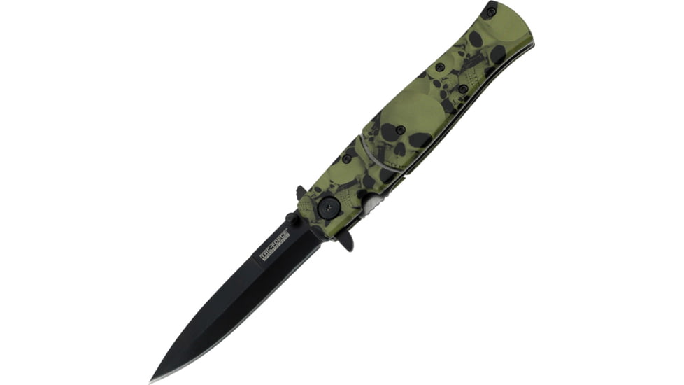 Tac Force 4.75in. Closed Folder Knives, Plain edge Knife, Yellow Skull Handle TF804GN