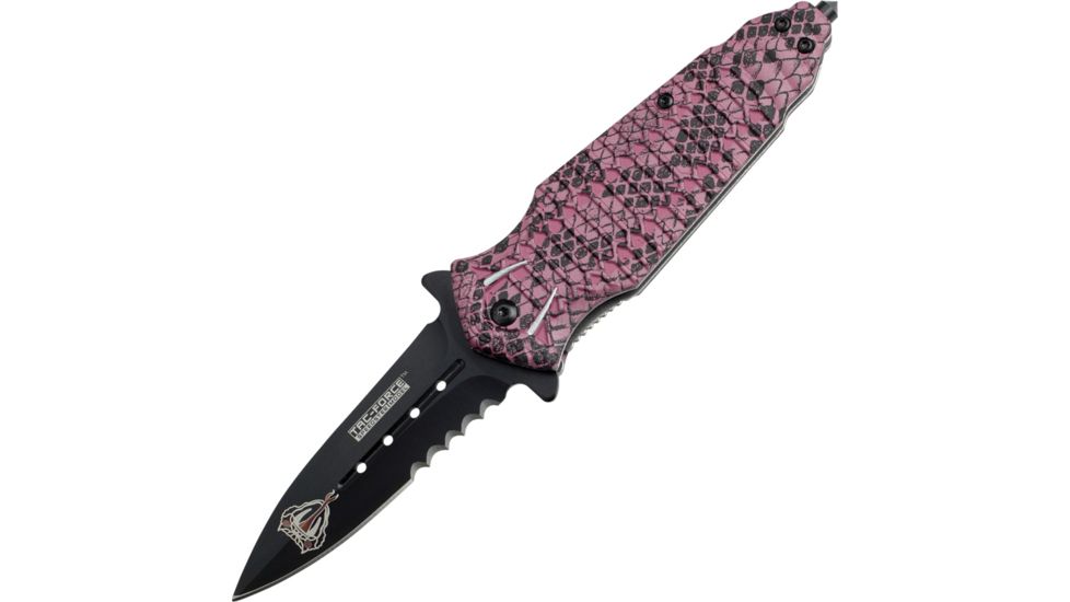 Tac Force 4.75in.Cobra Folder Knives, Paritally Serrated, Purple Handle TF796PE