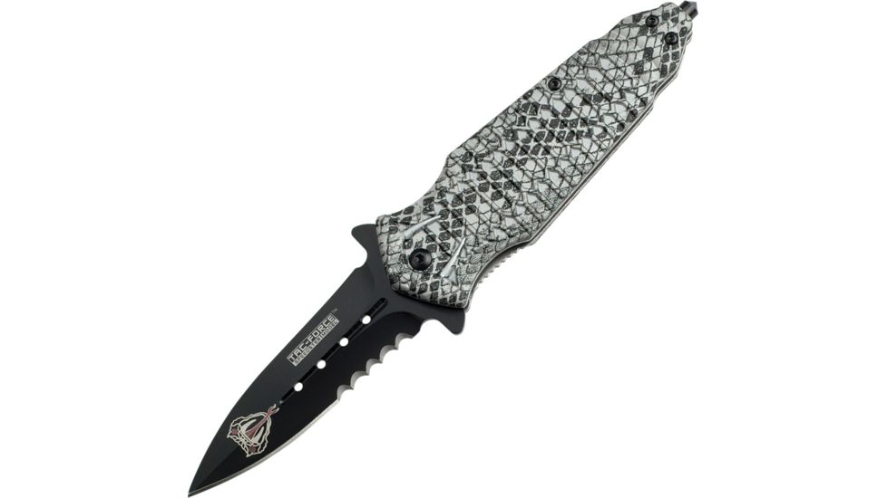 Tac Force 4.75in.Cobra Folder Knives, Paritally Serrated, Silver Handle TF796SL