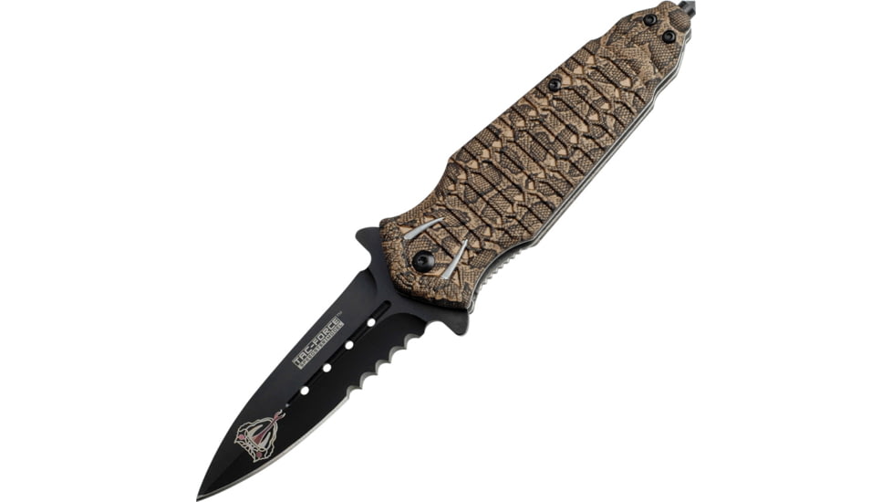 Tac Force 4.75in.Cobra Folder Knives, Paritally Serrated, Tan Handle TF796BN