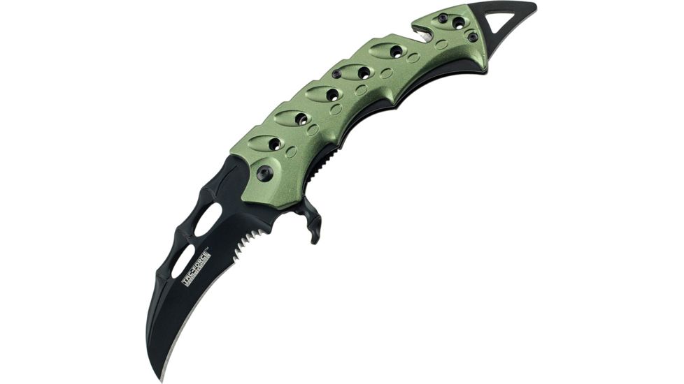Tac Force 5.5in.Karambit Rescue Knives, PS Blade, Green Handle TF813GN