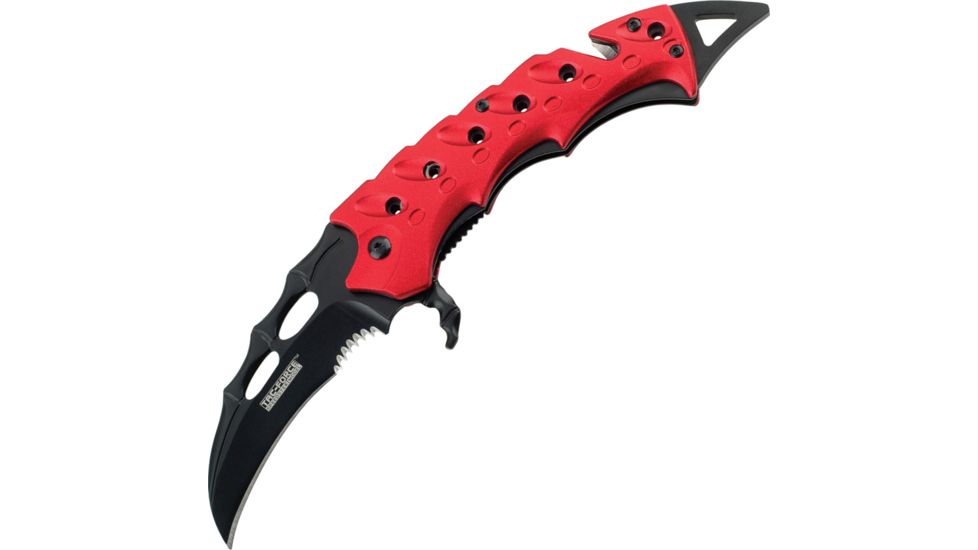 Tac Force 5.5in.Karambit Rescue Knives, PS Blade, Red Handle TF813RD