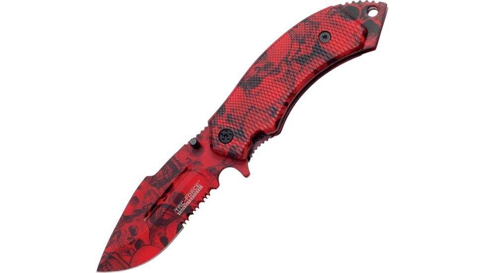 Tac Force 5in.All Red Skull Cam Knife TF797RD