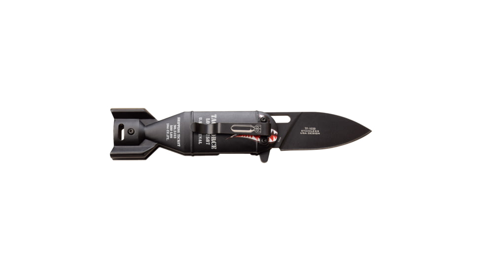 TAC Force Drop Point Spring Assisted Knife, 2.25 in, 3Cr13 Stainless Steel Stainless Steel, Black Bomb, TF-1039BK