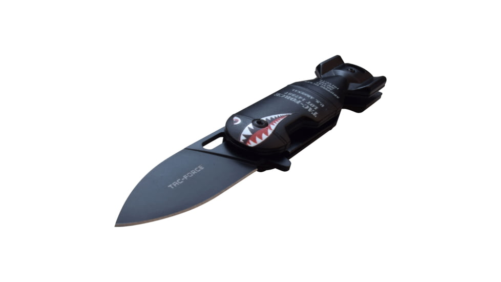 TAC Force Drop Point Spring Assisted Knife, 2.25 in, 3Cr13 Stainless Steel Stainless Steel, Black Bomb, TF-1039BK