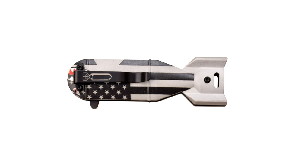 TAC Force Drop Point Spring Assisted Knife, 2.25 in, 3Cr13 Stainless Steel Stainless Steel, Grey/Flag, TF-1039BFG