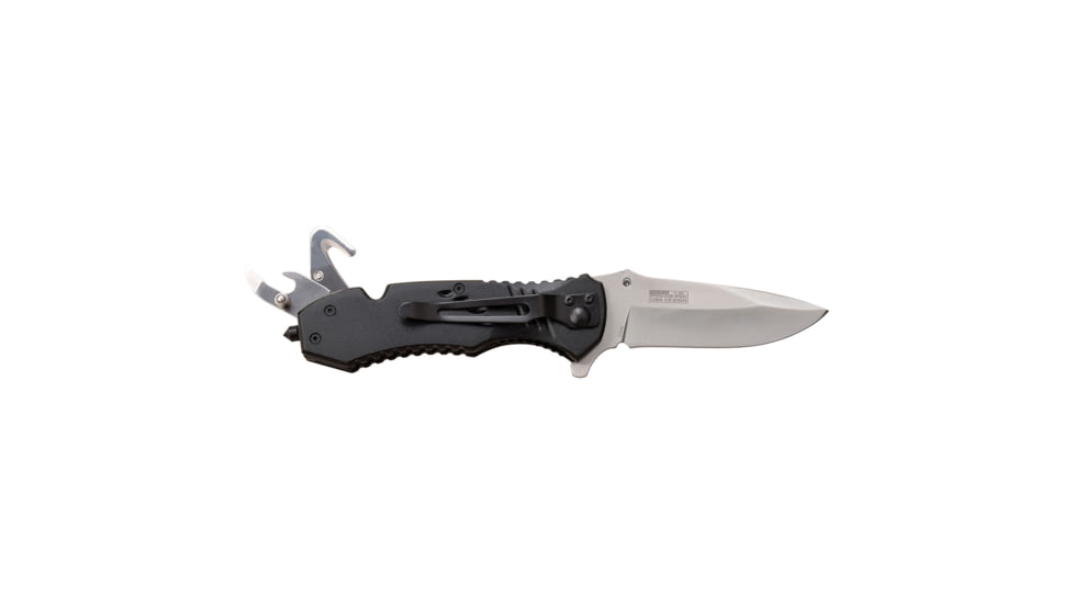 TAC Force Drop Point Spring Assisted Knife w/Can Opener and Cutter, 3.25 in, 3Cr13 Stainless Steel Stainless Steel, Black/Brown, TF-606BZW