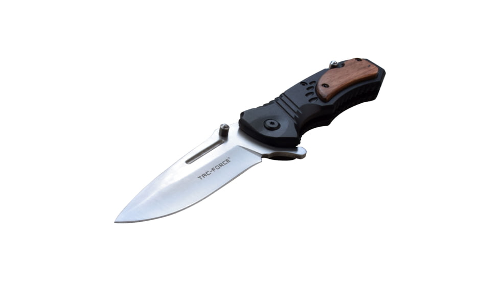 TAC Force Drop Point Spring Assisted Knife w/Can Opener and Cutter, 3.25 in, 3Cr13 Stainless Steel Stainless Steel, Black/Brown, TF-606BZW
