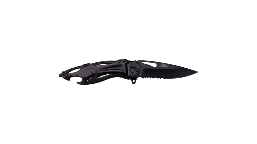 TAC Force Drop Point Spring Assisted Knife w/Pocket Clip, 3.25 in, 3Cr13 Stainless Steel Stainless Steel, Black, TF-705BKPL