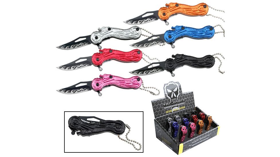 TAC Force Folding Blade, 2.5in, Stainless Steel Blade, Aluminum Motorcycle Design Handle TF-824MX