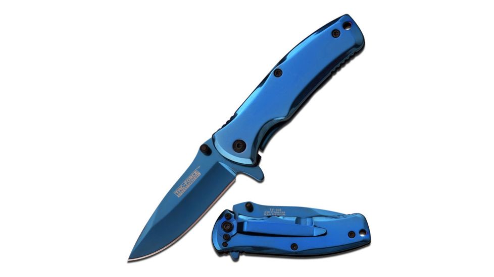TAC Force Folding Blade, 2.75in, Stainless Steel Blade, Blue Finished Ti-Coated Stainless Steel Handle TF-848BL