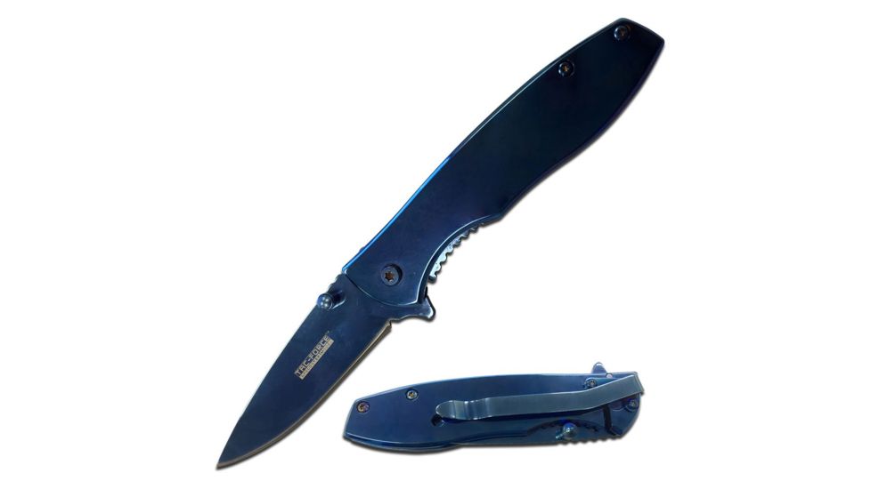 TAC Force Folding Blade, 2.75in, Stainless Steel Blade, Blue Titanium Coated Stainless Steel Handle TF-573BL