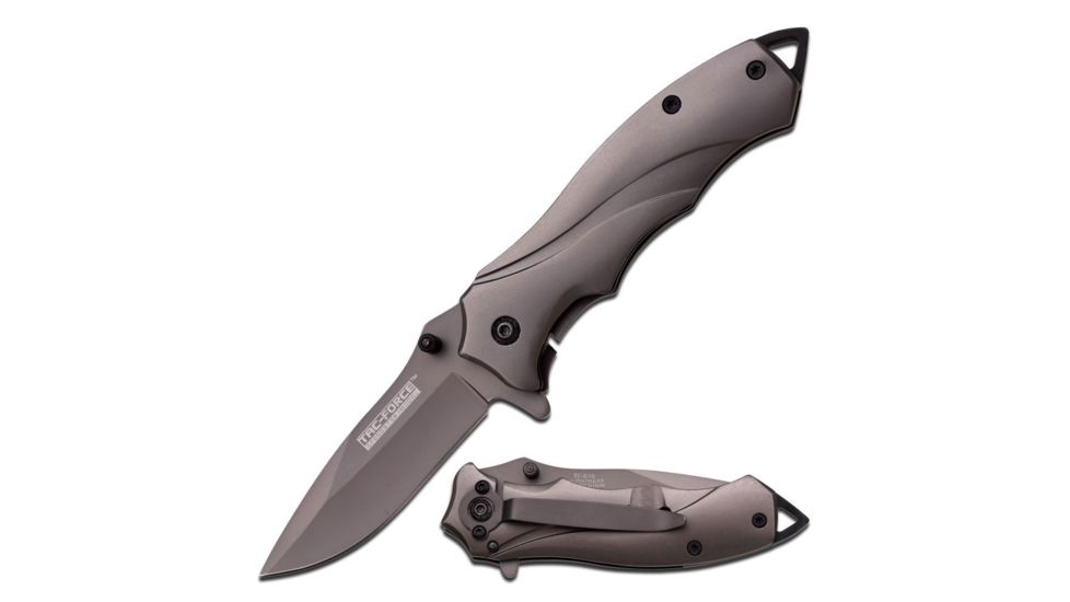 TAC Force Folding Blade, 2.75in, Stainless Steel Blade, Grey Titanium Coated Stainless Steel Handle TF-846