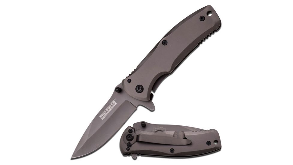 TAC Force Folding Blade, 2.75in, Stainless Steel Blade, Grey Titanium Coated Stainless Steel Handle TF-848