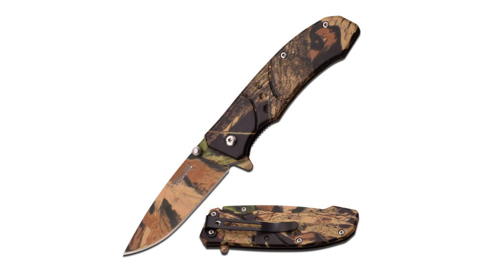 TAC Force Folding Blade, 2.9in, Stainless Steel Blade, Rainforest Camo Coated Handle TF-907BC
