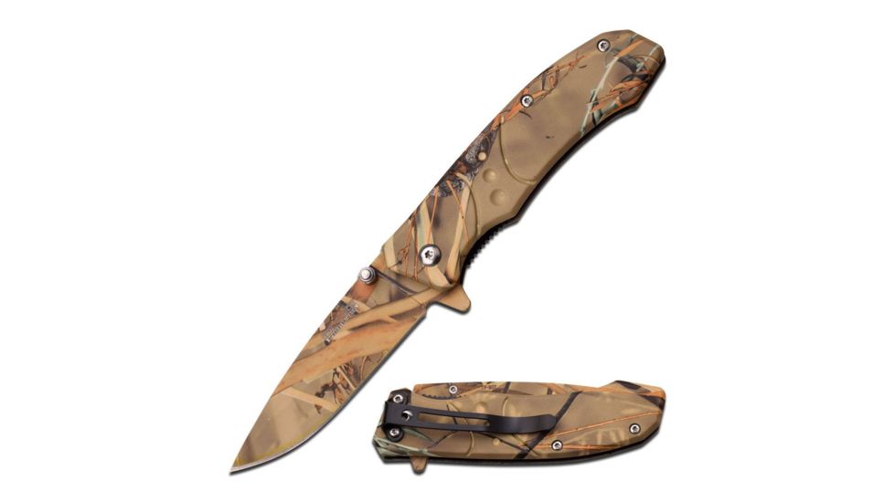 TAC Force Folding Blade, 2.9in, Stainless Steel Blade, Rainforest Camo Coated Handle TF-907GC