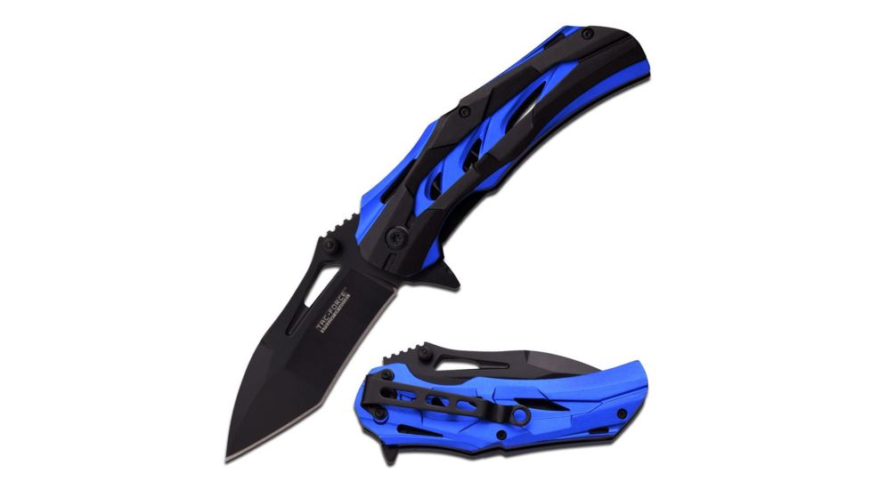 TAC Force Folding Blade, 3.25in, Stainless Steel Blade, 2 Tone Blue And Black Anodized Aluminum Handle TF-915BL