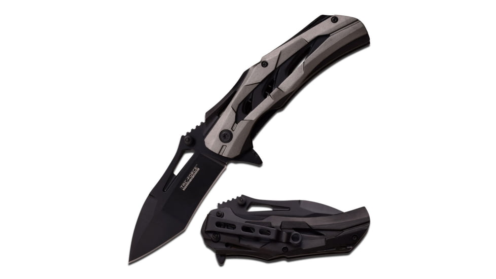 TAC Force Folding Blade, 3.25in, Stainless Steel Blade, 2 Tone Grey And Black Anodized Aluminum Handle TF-915GY