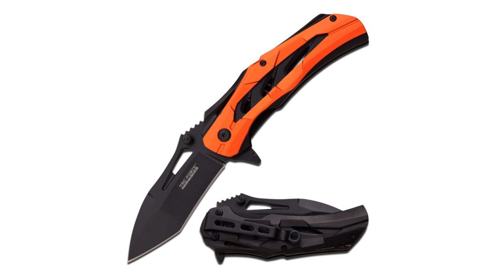 TAC Force Folding Blade, 3.25in, Stainless Steel Blade, 2 Tone Orange And Black Anodized Aluminum Handle TF-915OR