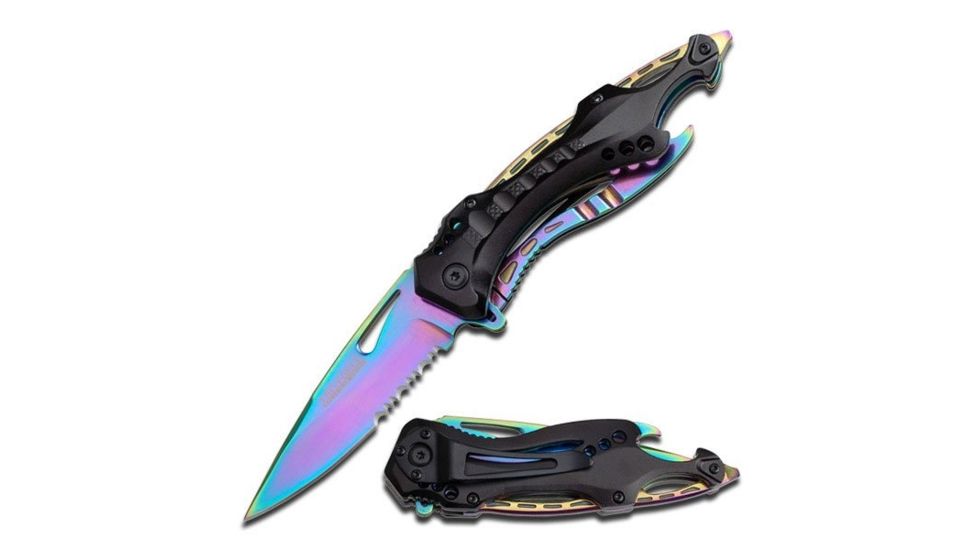 TAC Force Folding Blade, 3.25in, Stainless Steel Blade, Black Aluminum Handle TF-705RB