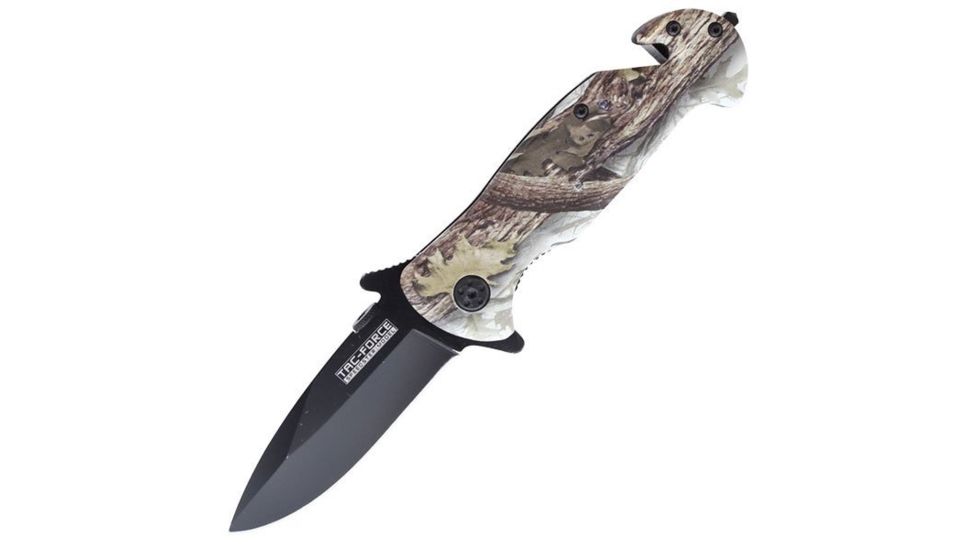 TAC Force Folding Blade, 3.25in, Stainless Steel Blade, Green Camo Aluminum Handle TF-652