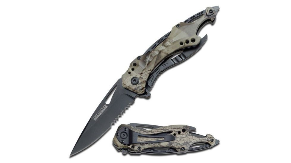 TAC Force Folding Blade, 3.25in, Stainless Steel Blade, Grey Camo Aluminum Handle TF-705GC