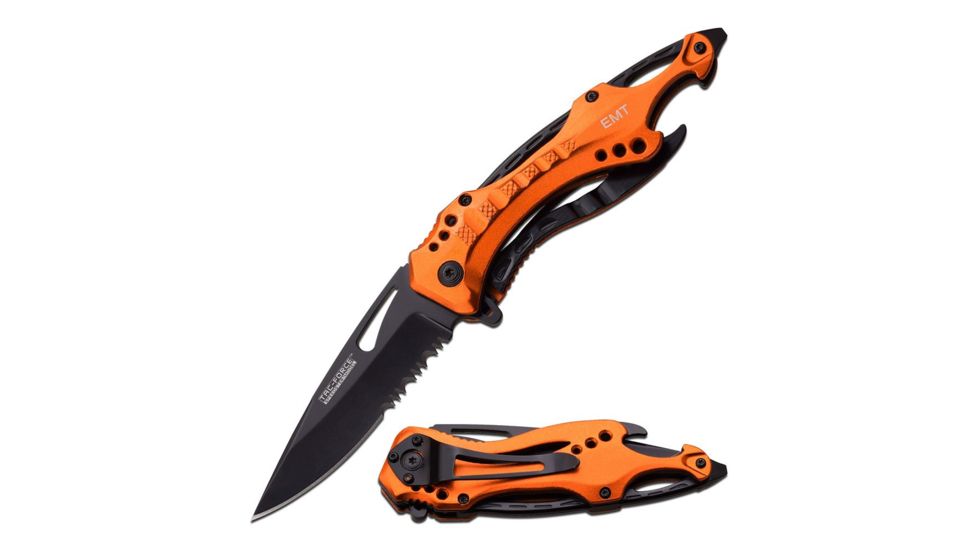 TAC Force Folding Blade, 3.25in, Stainless Steel Blade, Orange Aluminum Handle TF-705EM