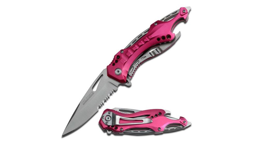 TAC Force Folding Blade, 3.25in, Stainless Steel Blade, Pink Aluminum Handle TF-705PK
