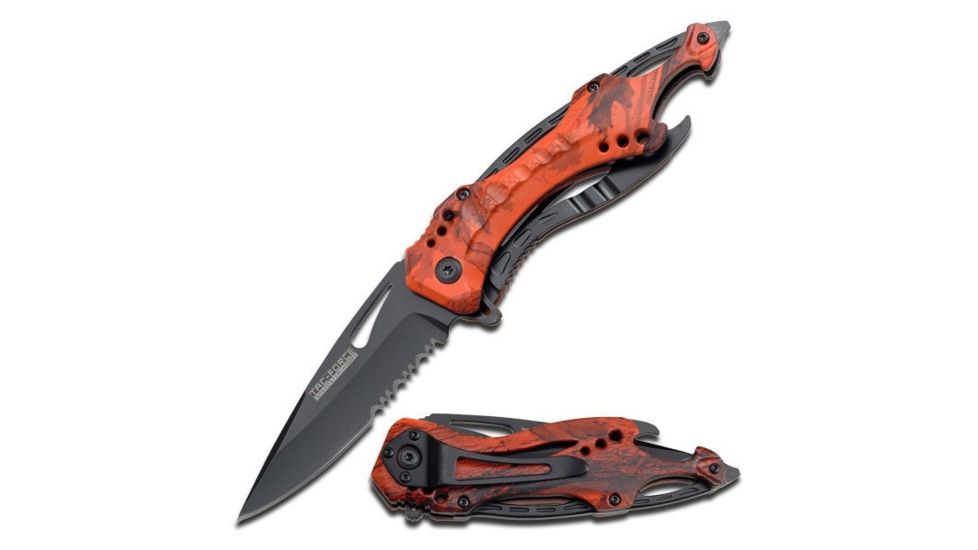 TAC Force Folding Blade, 3.25in, Stainless Steel Blade, Red Camo Aluminum Handle TF-705RC