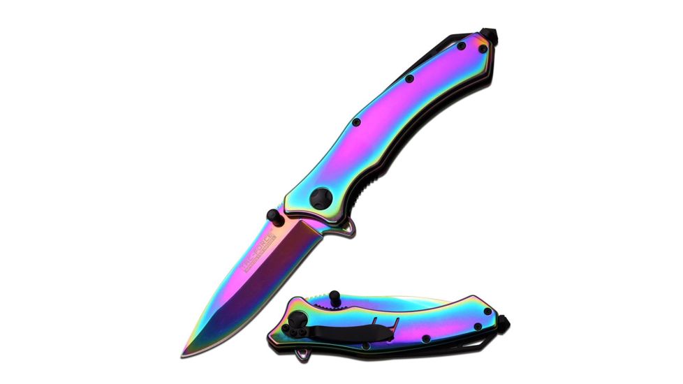 TAC Force Folding Blade, 3.25in, Stainless Steel Blade, Stainless Steel Titanium Coated Handle TF-820RB