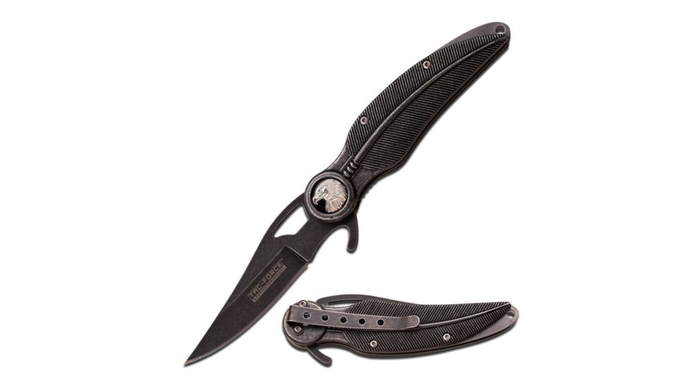 TAC Force Folding Blade, 3.3in, Stainless Steel Blade, Stonewash Finished Aluminum Handle TF-904