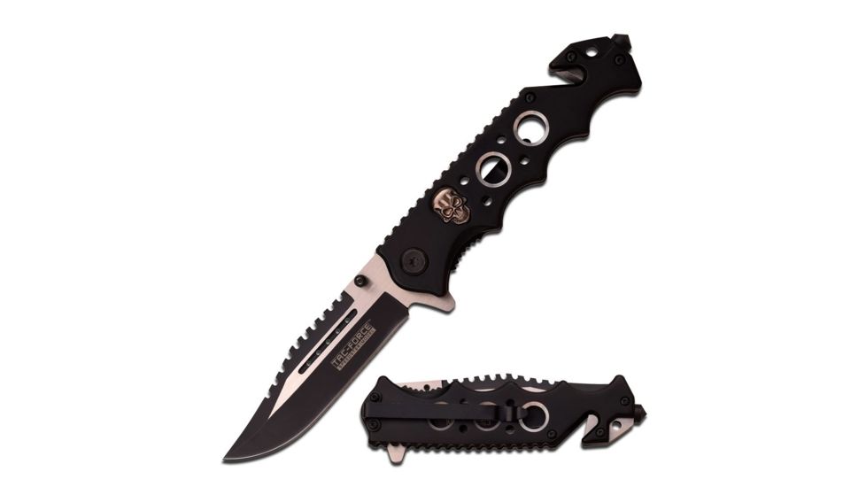 TAC Force Folding Blade, 3.5in, Stainless Steel Blade, Black Aluminum Handle TF-809BK