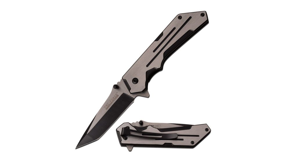 TAC Force Folding Blade, 3.5in, Stainless Steel Blade, Black/Burshed Two-Tone Stainless Steel Handle TF-941