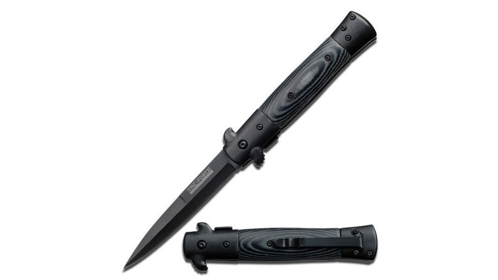 TAC Force Folding Blade, 3.5in, Stainless Steel Blade, Black Micarta Inlay Stainless Steel Handle TF-725