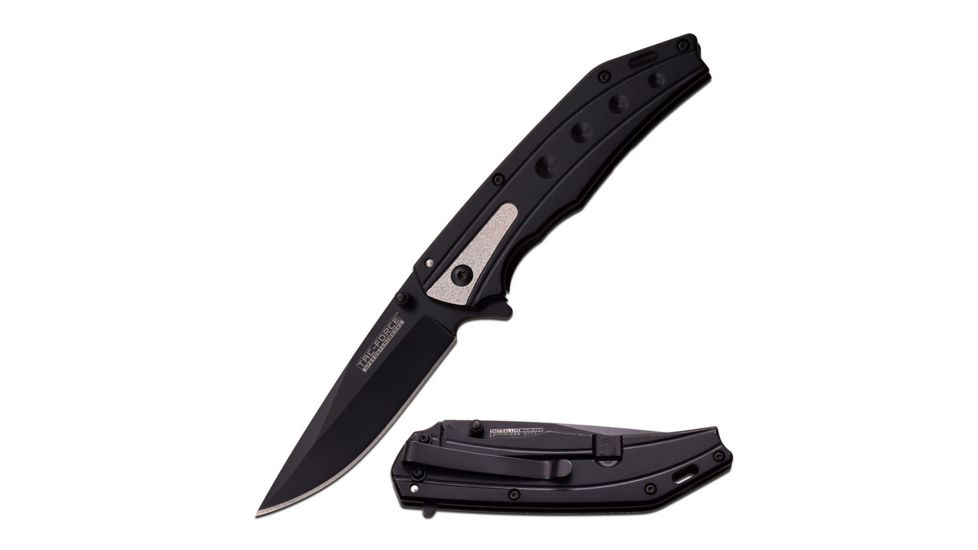 TAC Force Folding Blade, 3.5in, Stainless Steel Blade, Black Stainless Steel Handle TF-925BK