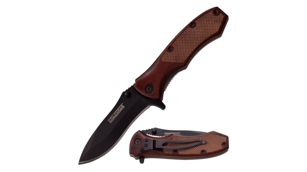 TAC Force Folding Blade, 3.5in, Stainless Steel Blade, Brazil Pakkawood Handle TF-800BWD