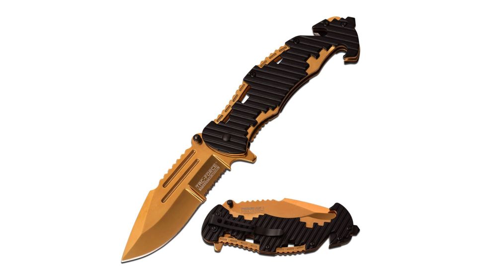 TAC Force Folding Blade, 3.6in, Stainless Steel Blade, Black Stainless Steel Handle TF-932BG