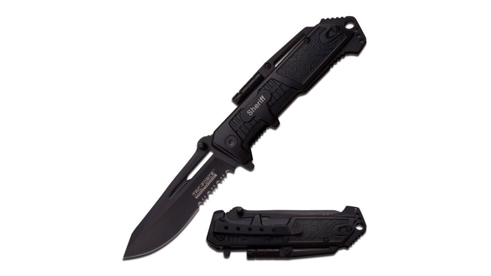 TAC Force Folding Blade, 3.75in, Stainless Steel Blade, Black Aluminum Handle TF-875BK